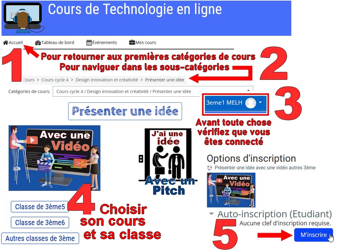 Inscription cours techno